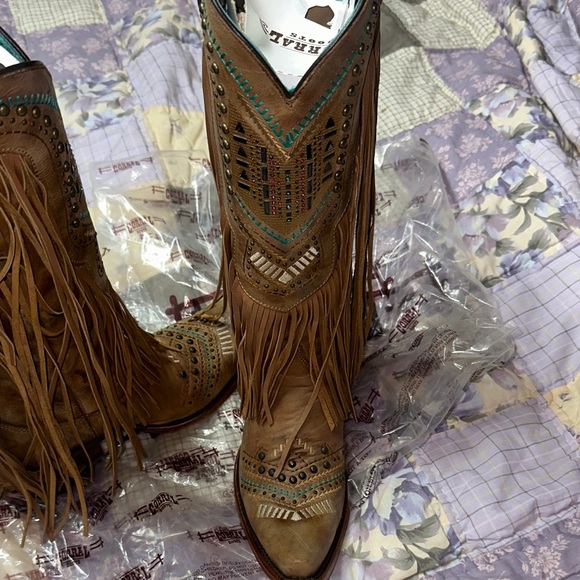 Corral Women's Brown Fringe Western Boots - Picture 2 of 11
